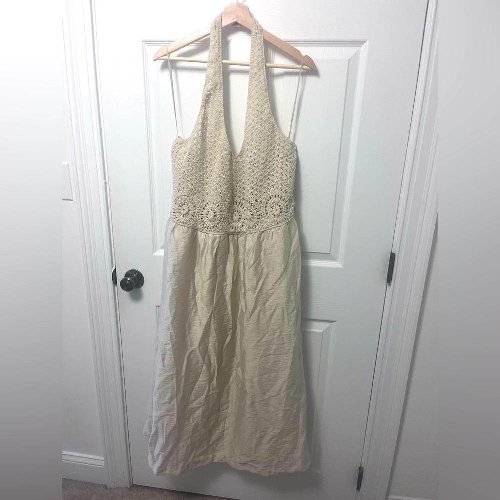 LOFT Petite Crochet Halter Midi Dress - Picture 13 of 16